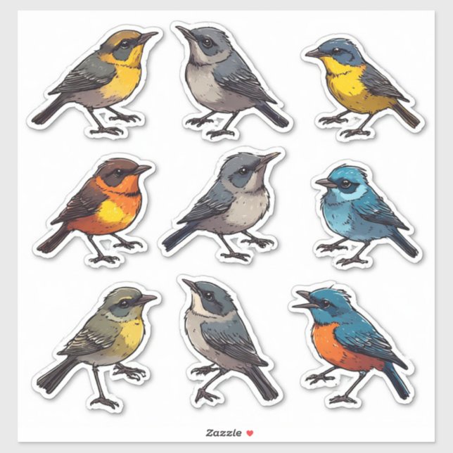 Farbenfrohe Frühling-Singvogel-Aufkleber-Set-Kolle Aufkleber (Blatt)