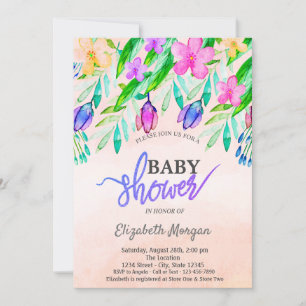 Farbenfrohe Frühlings-Blumen Baby Shower Einladung