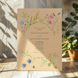 Farbenfrohe Frühlings-Hochzeitseinladung Einladung