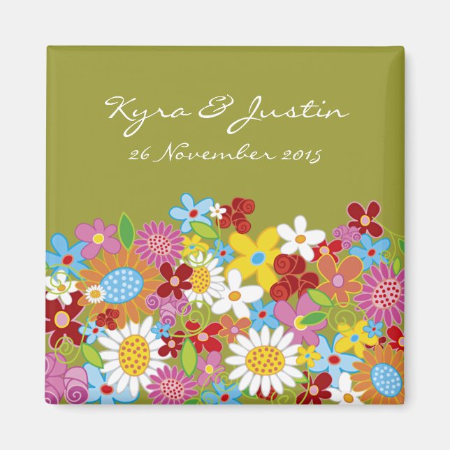 Farbenfrohe Frühlingsblumen Gartenschick Save the  Magnet (Vorne)