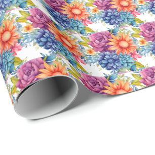 Farbenfrohe Frühlingsblumen Geschenkpapier