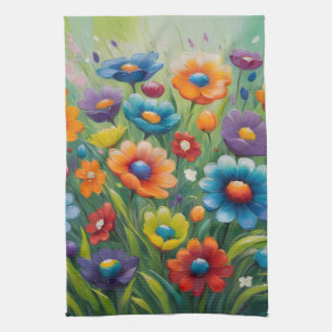 Farbenfrohe Frühlingsblumen Geschirrtuch
