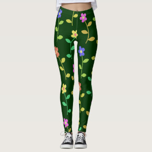farbenfrohe Frühlingsblumen, grüne Leggings