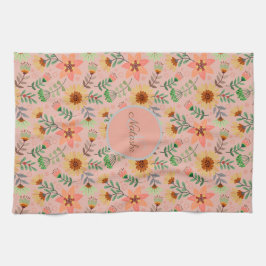 Farbenfrohe Frühlingsblumen Mädchenname Monogram Geschirrtuch