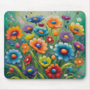 Farbenfrohe Frühlingsblumen Mousepad