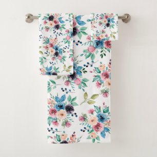 Farbenfrohe Frühlingsblumen Muster Badhandtuch Set