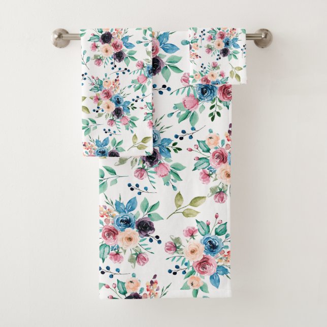 Farbenfrohe Frühlingsblumen Muster Badhandtuch Set (Insitu)