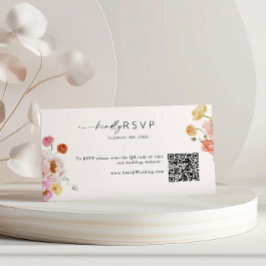 Farbenfrohe Frühlingsblumen QR Code UAWG Wedding Begleitkarte