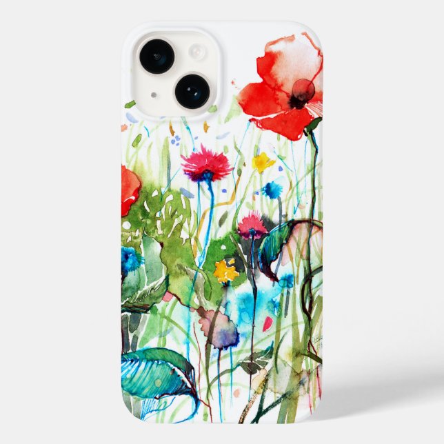 Farbenfrohe Frühlingsblumen und Rote Mohnblumen Case-Mate iPhone Hülle (Rückseite)