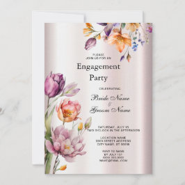 Farbenfrohe Frühlingsblumen Verlobung Einladung