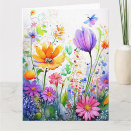 Farbenfrohe Frühlingsblumenkarte Karte