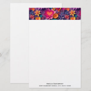 Farbenfrohe Frühlingsblumenmuster Briefpapier