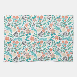 Farbenfrohe Frühlingsblumenmuster Geschirrtuch