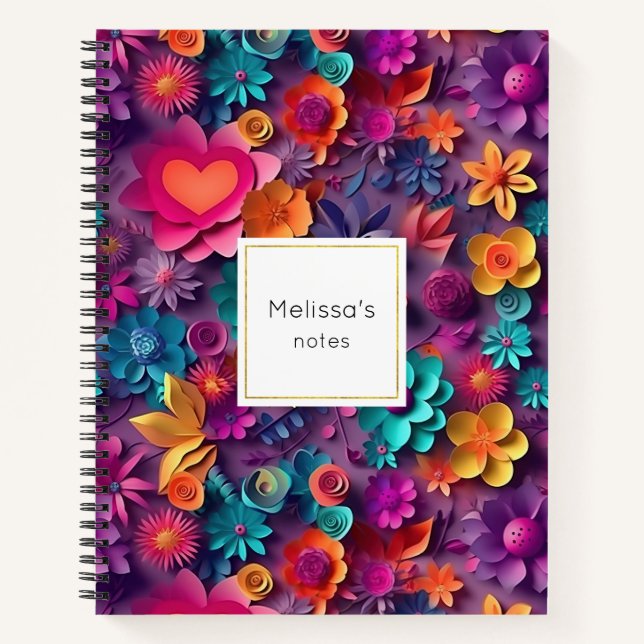 Farbenfrohe Frühlingsblumenmuster Notizbuch (Vorderseite)