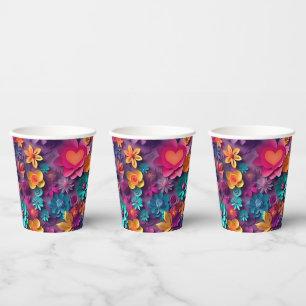 Farbenfrohe Frühlingsblumenmuster Pappbecher