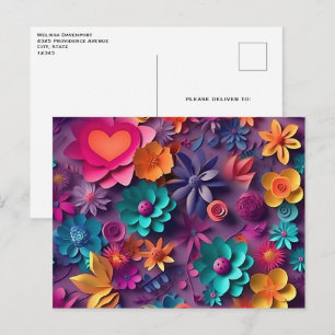 Farbenfrohe Frühlingsblumenmuster Postkarte