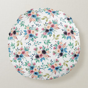 Farbenfrohe Frühlingsblumenmuster Rundes Kissen