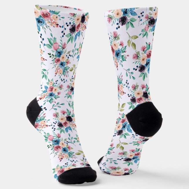 Farbenfrohe Frühlingsblumenmuster Socken (Gewinkelt)