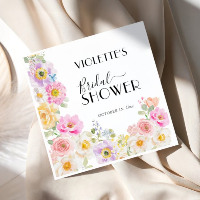 Farbenfrohe Frühlingsblüte Brautparty Serviette (Von Creator hochgeladen)