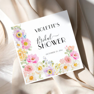 Farbenfrohe Frühlingsblüten Florale Hochzeitsdusch Serviette