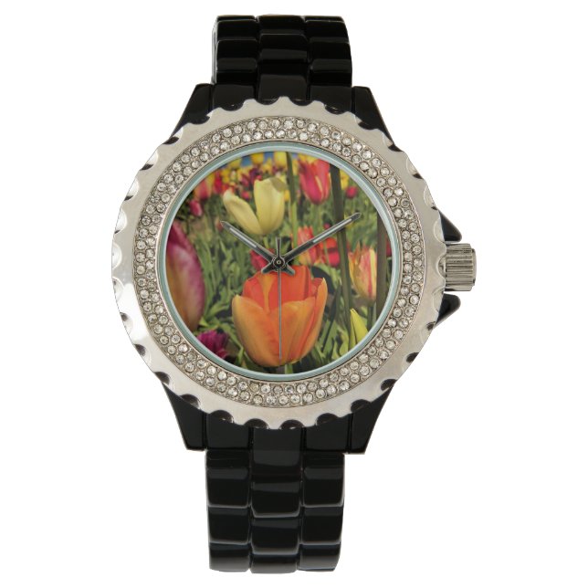 Farbenfrohe Frühlingshuppen Armbanduhr (Vorderseite)