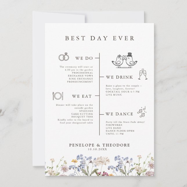 Farbenfrohe Frühlingsprogramm Wildblume Wiesen Gar Einladung (Vorderseite)