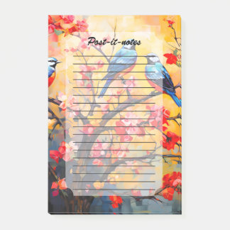 Farbenfrohe Frühlingsvögel im Blut Post-it Klebezettel