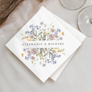 Farbenfrohe Frühlingswiese mit Wildblumen Hochzeit Serviette