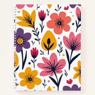 Farbenfrohe Frühlingswiesen-Blumenwiese Botanica Notizbuch