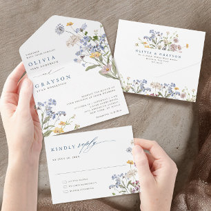 Farbenfrohe Frühlingswiesen-Gartenhochzeit   All In One Einladung