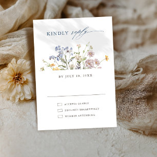 Farbenfrohe Frühlingswiesen-Hochzeit im Garten RSVP Karte