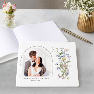 Farbenfrohe Frühlingszeit Wildblume Wiese Wedding Gästebuch