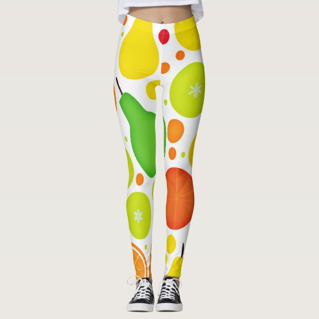 Farbenfrohe Fruitful Vibranful Art Leggings (Vorderseite)