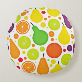 Farbenfrohe Fruitful Vibranful Art Rundes Kissen