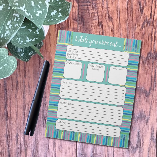 Farbenfrohe Füllfederhalter Ersetzen Lehrer Form N Notizblock (Von Creator hochgeladen)