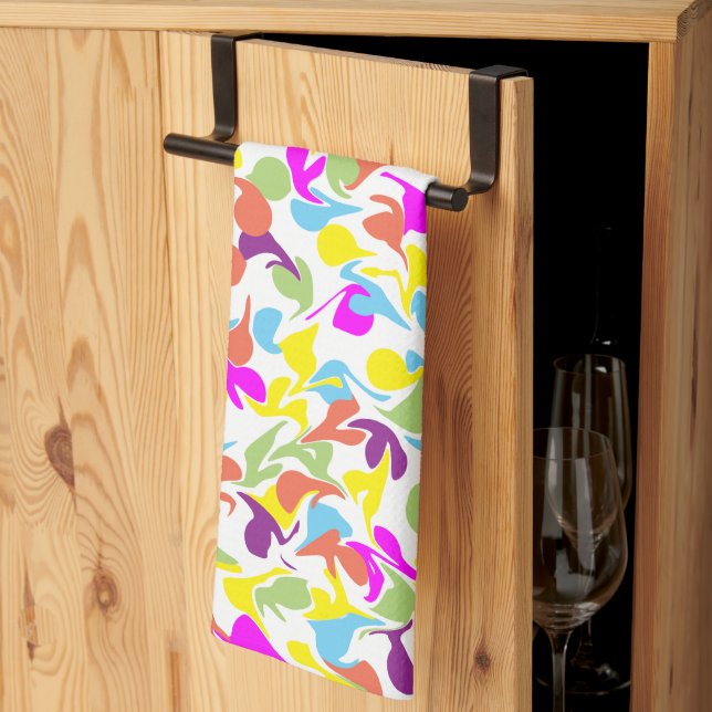 Farbenfrohe Fun Blobs Abstraktes Kunstmuster Geschirrtuch (Drittel gefaltet)