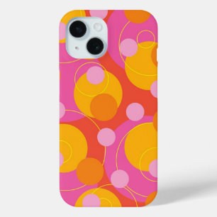 Farbenfrohe Fun Circles Polka Dots Juicy Pink Mage iPhone 15 Hülle