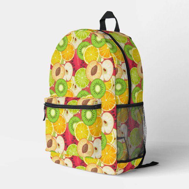 Farbenfrohe Fun Frucht Muster Bedruckter Rucksack (Rückseitige Ecke Rechts)