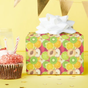 Farbenfrohe Fun Frucht Muster Geschenkpapier