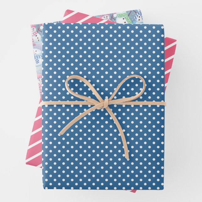 Farbenfrohe Fun Funny Holiday Snowmen Muster Geschenkpapier Set (Beispiel)