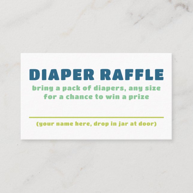 Farbenfrohe Fun Gender Neutral Baby Diaper Raffle  Visitenkarte (Vorderseite)