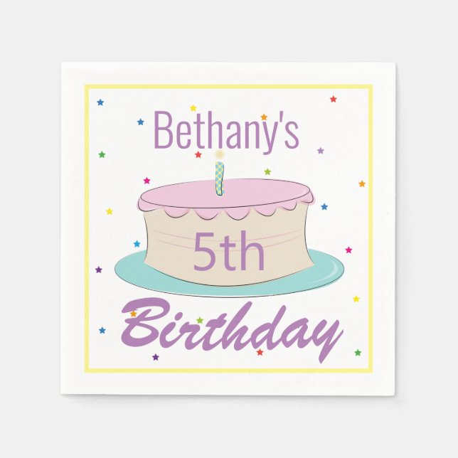 Farbenfrohe Fun Kindergeburtstag Cake Party Serviette (Vorderseite)