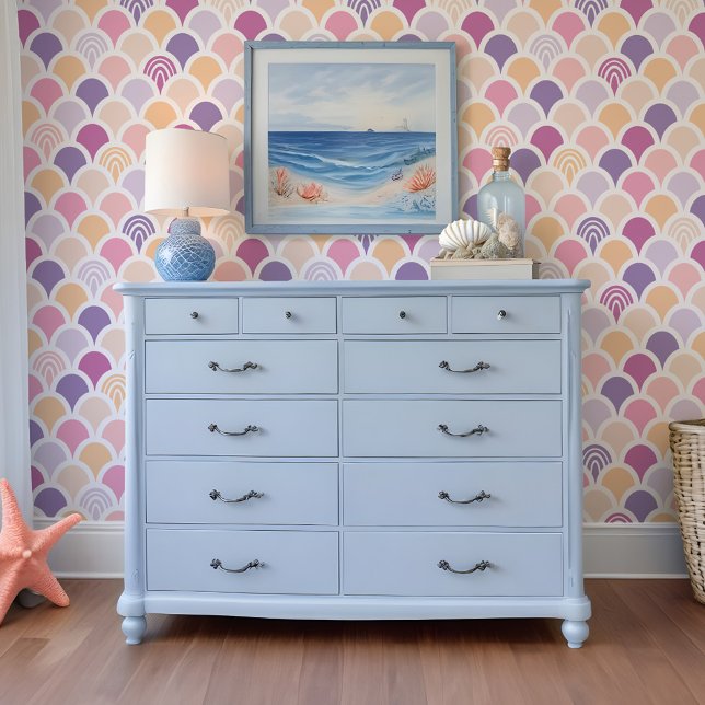 Farbenfrohe Fun Meerjungfrau Schuppen Regenbogenmu Tapete (Colorful Fun Mermaid Fish Scale Rainbow Pattern Wallpaper)