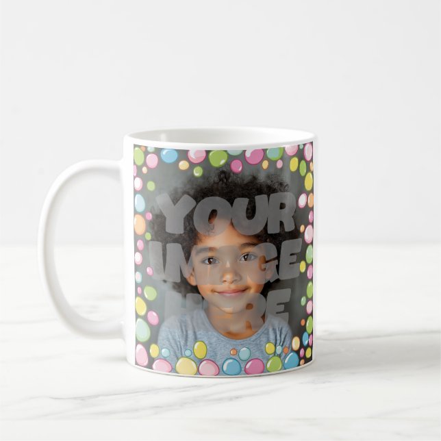 Farbenfrohe Fun Pastel Blase Rahmen Border für Fot Kaffeetasse (Links)