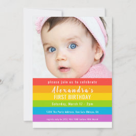 Farbenfrohe Fun Rainbow Party Personalisiert Einladung