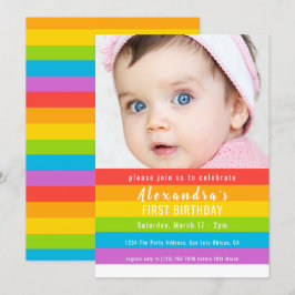 Farbenfrohe Fun Rainbow Party Personalisiert Einladung