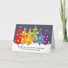 Farbenfrohe Fun Rainbow Weihnachtsbaumen Feiertagskarte