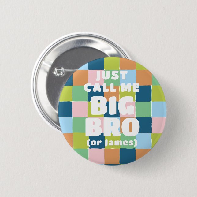 Farbenfrohe Fun Schachbrett Block Kinderdusche Big Button (Vorne & Hinten)