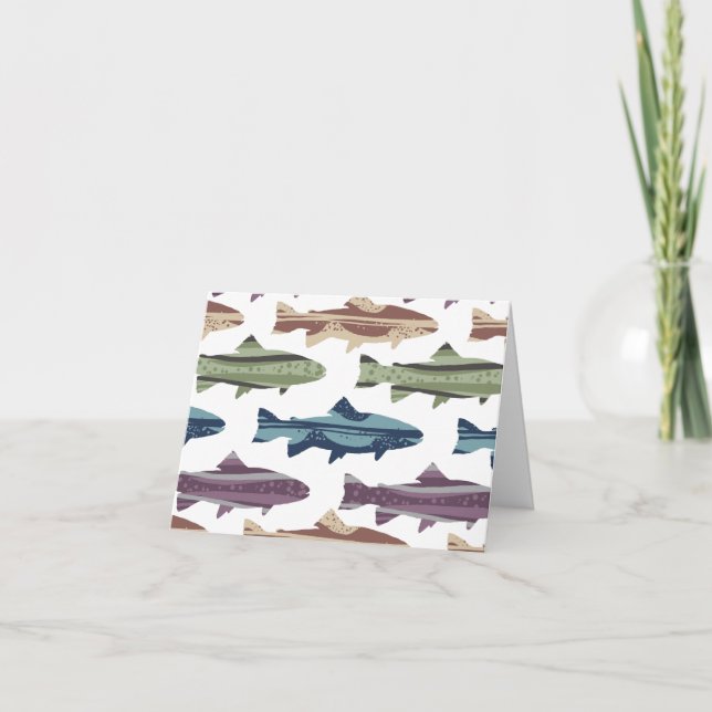 Farbenfrohe Fun Trout Fish Muster Dankeskarte (Vorderseite)