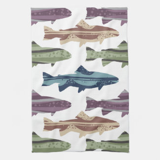 Farbenfrohe Fun Trout Fish Muster Geschirrtuch
